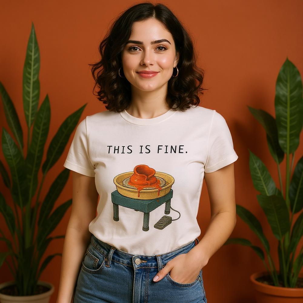 This Is Fine - Huismus Ceramics BIO T-Shirt (uniseks)