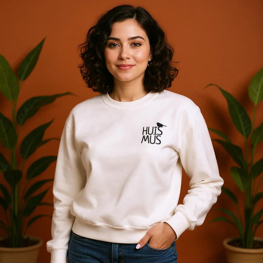 Huismus geborduurd sweatshirt